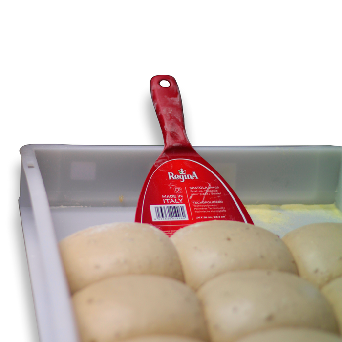 Spatola triangolare flessibile per panetti pizza