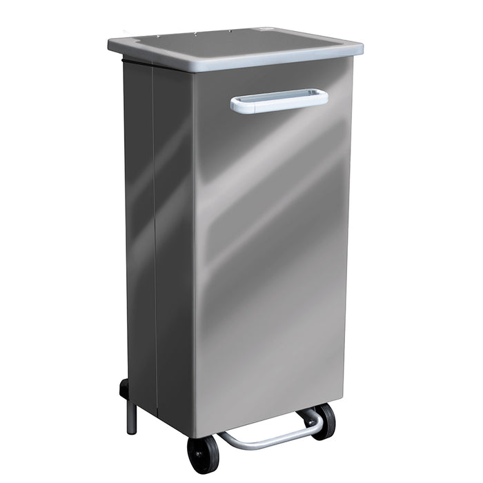 Pattumiera Inox Con Sportello Pedale E Ruote Cm.47x37xH.96 Lt.110